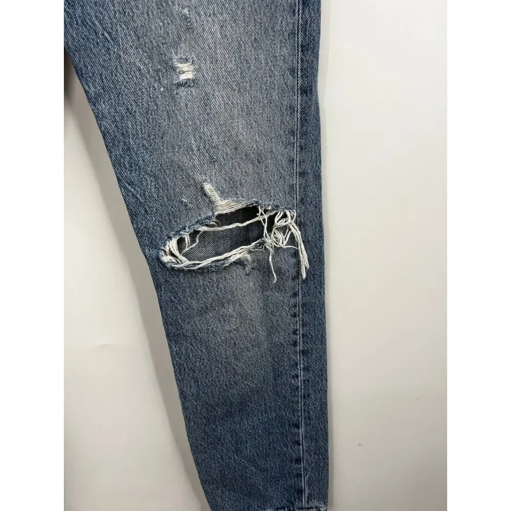 Levi's Jeans Mens‎ 501 S Skinny High Rise Distressed Denim Blue Jeans